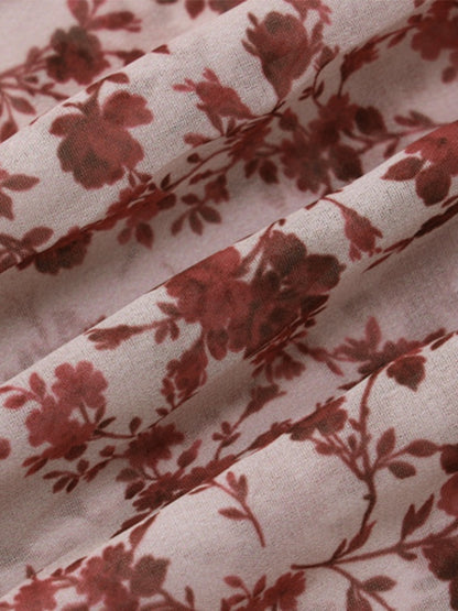 Disty Floral Backless Slit Lace Up Maxi Dress