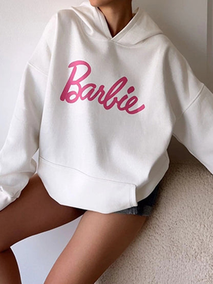 Contrast Color Letter Print Oversized Hoodie