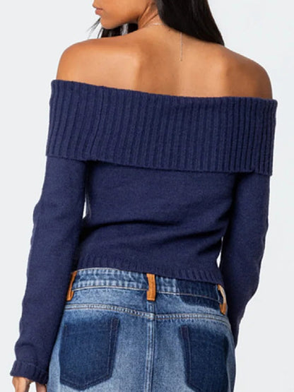 Off Shoulder Long Sleeves Knits