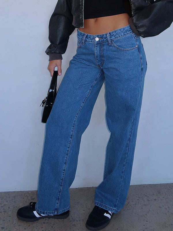Versatile Simple Midriff Boyfriend Jeans