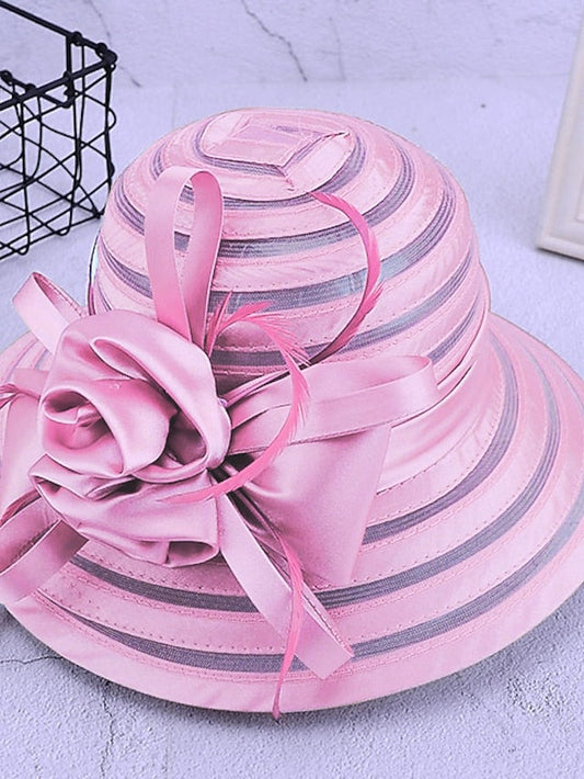 Hat Party Hat Silver Black Purple Wedding Party Outdoor Flower Solid Color Portable Sun Protection Breathable for Women
