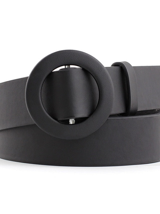 Unisex PU Buckle Belt PU Leather Sliding Buckle O-ring Casual Classic Party Daily White Black Pink Red for Women