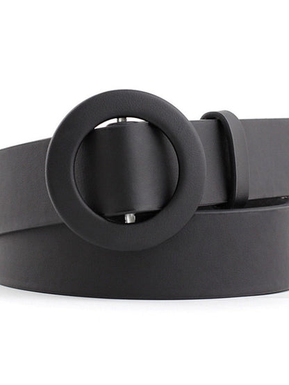 Unisex PU Buckle Belt PU Leather Sliding Buckle O-ring Casual Classic Party Daily White Black Pink Red for Women