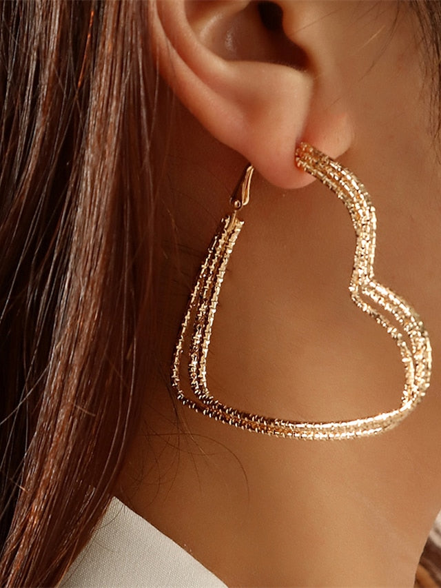 Earrings Chic & Modern Party Heart Earring / Party Evening / Gold / Fall / Winter / Spring for Women