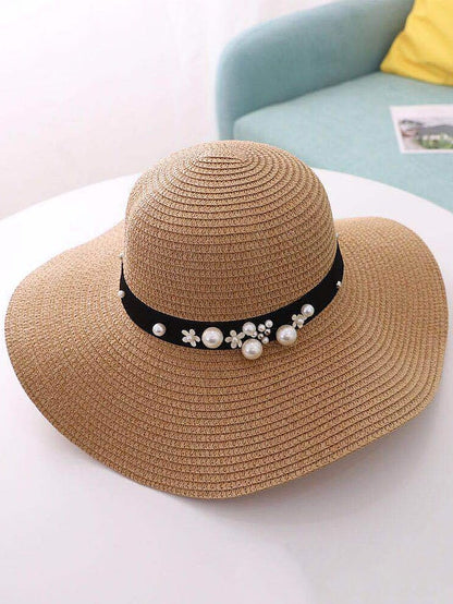 1pcs Lady Round Top Raffia Wide Brim Straw Hats Summer Sun Hats for Women With Leisure Beach Hats for Women
