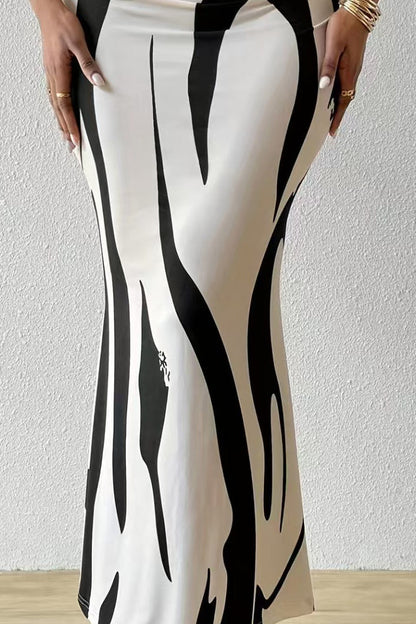 Zebra Print Fishtail Pencil Skirt
