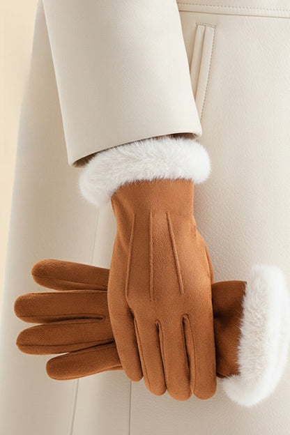 Windproof Fleece Lined Suede Touchscreen Gloves