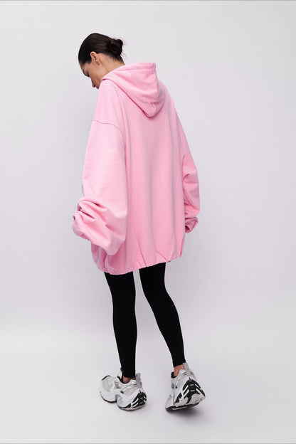 Pink Mid-length Letter Print Hoodie