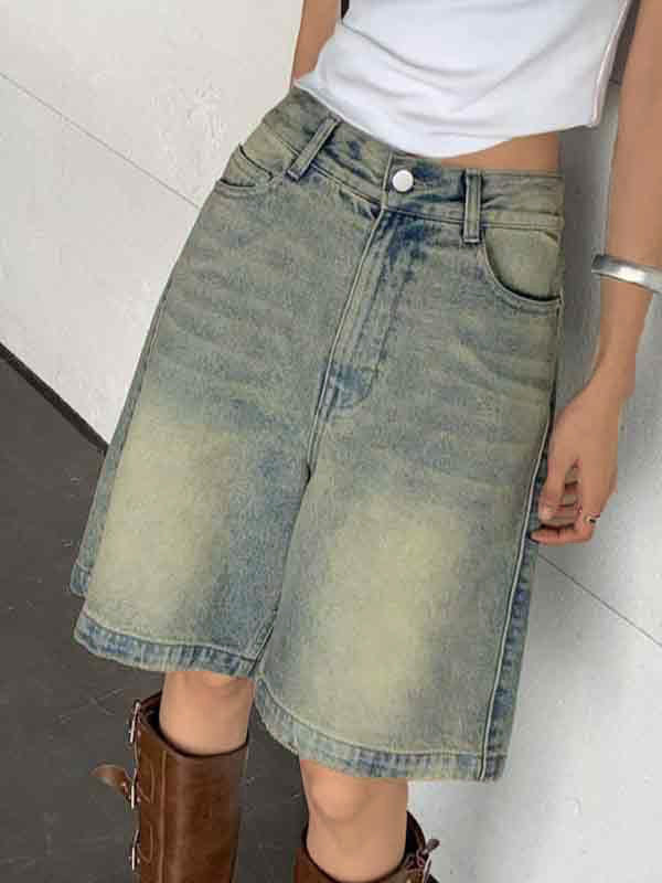 Distressed Loose Denim Shorts