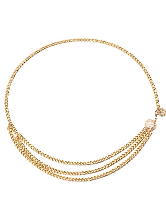 Chain Party Wedding Street Dailywear Gold Silver Belt Pure Color Fall Winter Spring Summer Alloy for Women