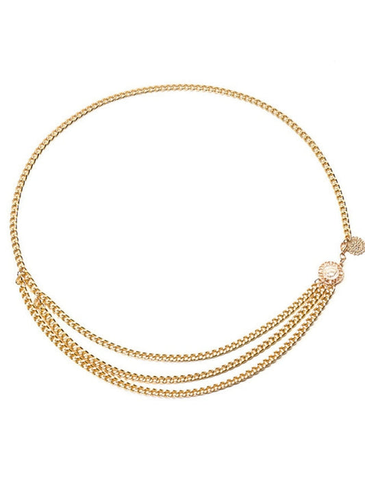 Chain Party Wedding Street Dailywear Gold Silver Belt Pure Color Fall Winter Spring Summer Alloy for Women