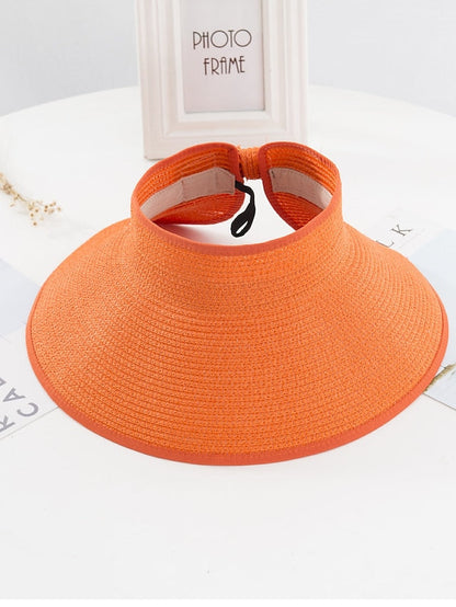 14 Colors Summer Folding Empty Top Hat Straw Hat Sun Hat Beach Hat Sunshade Sun Hat Panama Men's Straw Hat for Women