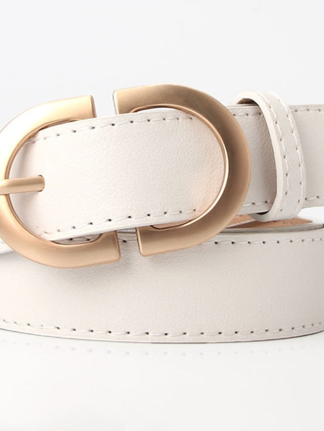 Belt PU White Black Khaki Brown Coffee Waist Belt School Daily Pure Color / Spring / Summer / Fall / Winter / Alloy for Women