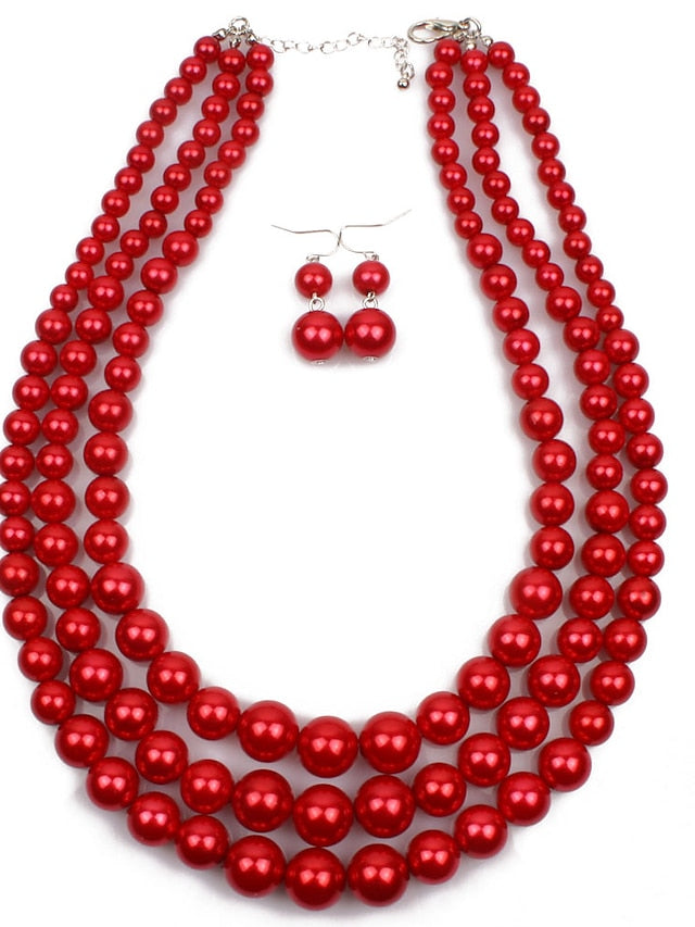 necklace Chic & Modern Party Pure Color Jewelry Sets / Imitation Pearl / White / Red / Purple / Fall for Women