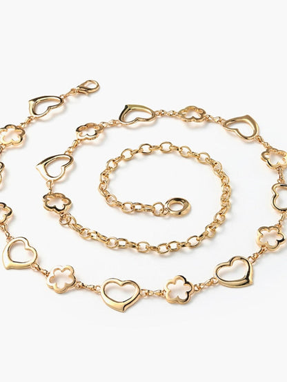 Unisex Chain Belt Metal Chain Buckle Free Flower Decor Casual Classic Party Daily Silver Gold for Women