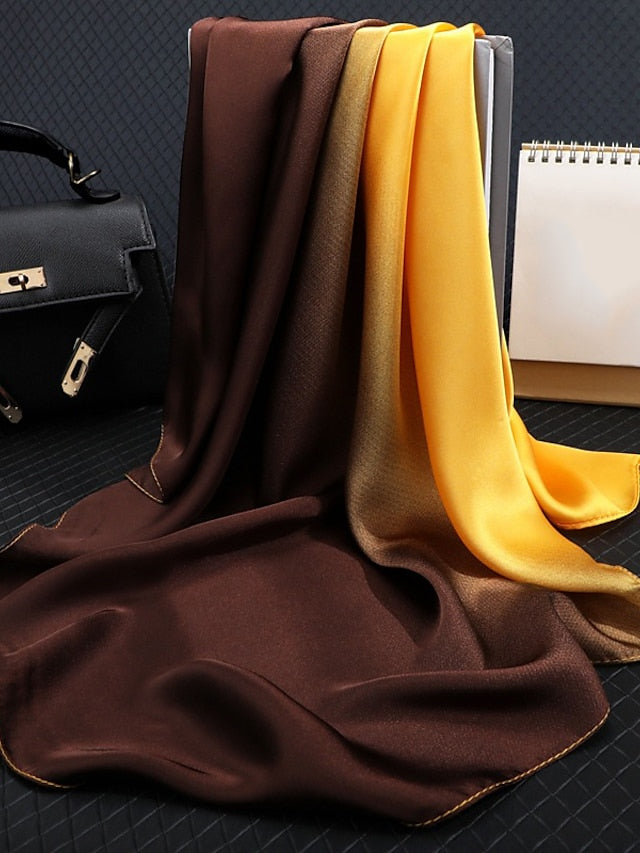 Gradient Color 70*70cm Scarf Hijab Women Square Wrap Shawl Head Neck Cover Plain Hair Tie Band Beach Hijab Female Foulard for Women