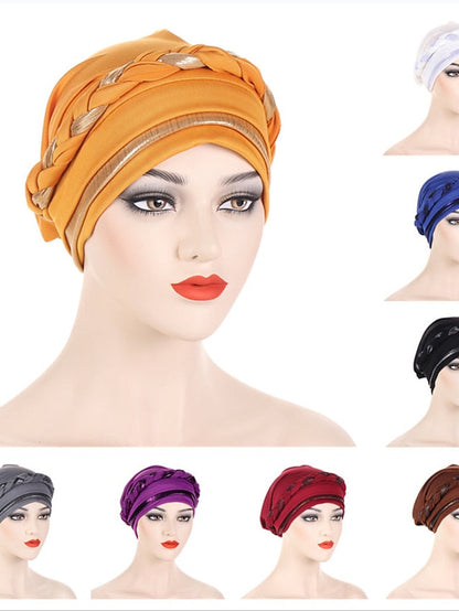 8 Colors Muslim Women Inner Caps Braided Bandanas Hijab Comfort Fashion Turban Hat Colorful Chemo Hats Head Wearing turbante for Women