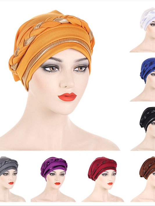 8 Colors Muslim Women Inner Caps Braided Bandanas Hijab Comfort Fashion Turban Hat Colorful Chemo Hats Head Wearing turbante for Women