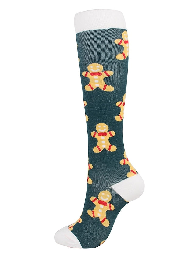 Unisex Knee High Socks Christmas Gift Cycling / Bike Multi Color Spandex Nylon Sporty Casual Classic Warm Cute Sports 1 Pair for Women