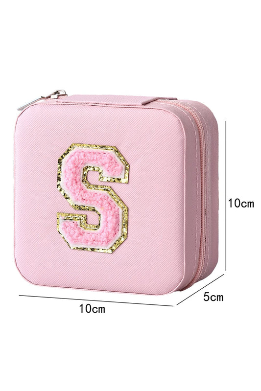 Chenille Pink Letter Jewelry Organizer with Mirror