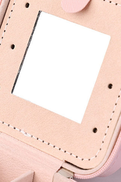 Chenille Pink Letter Jewelry Organizer with Mirror