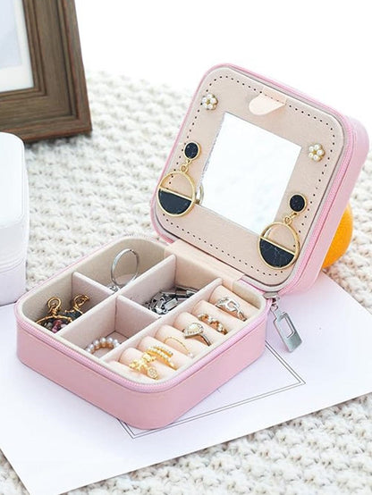 Chenille Pink Monogram Jewelry Storage Case