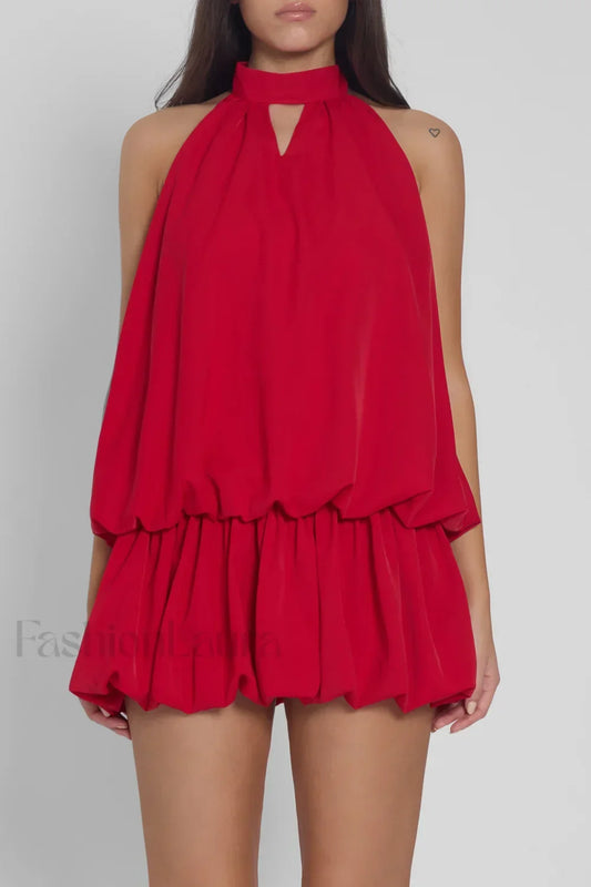 Cherry Bubble Mini Trendy Dress - Red