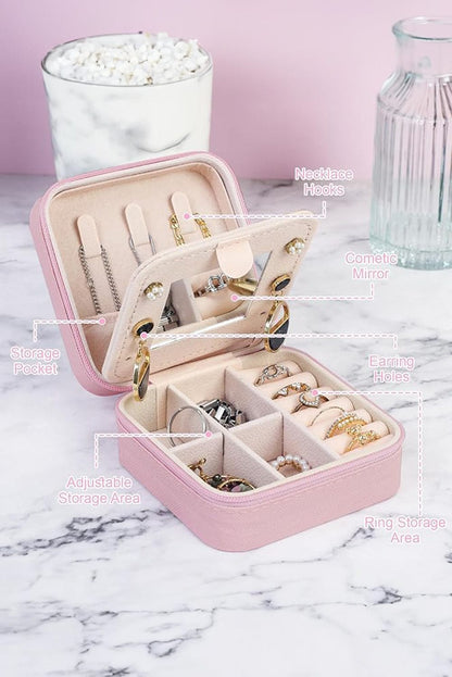 Chic Pink Glitter Chenille Mini Jewelry Organizer