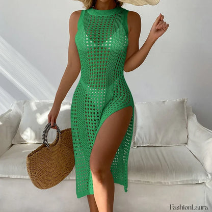 Chic Round Neck Sleeveless Cover Up