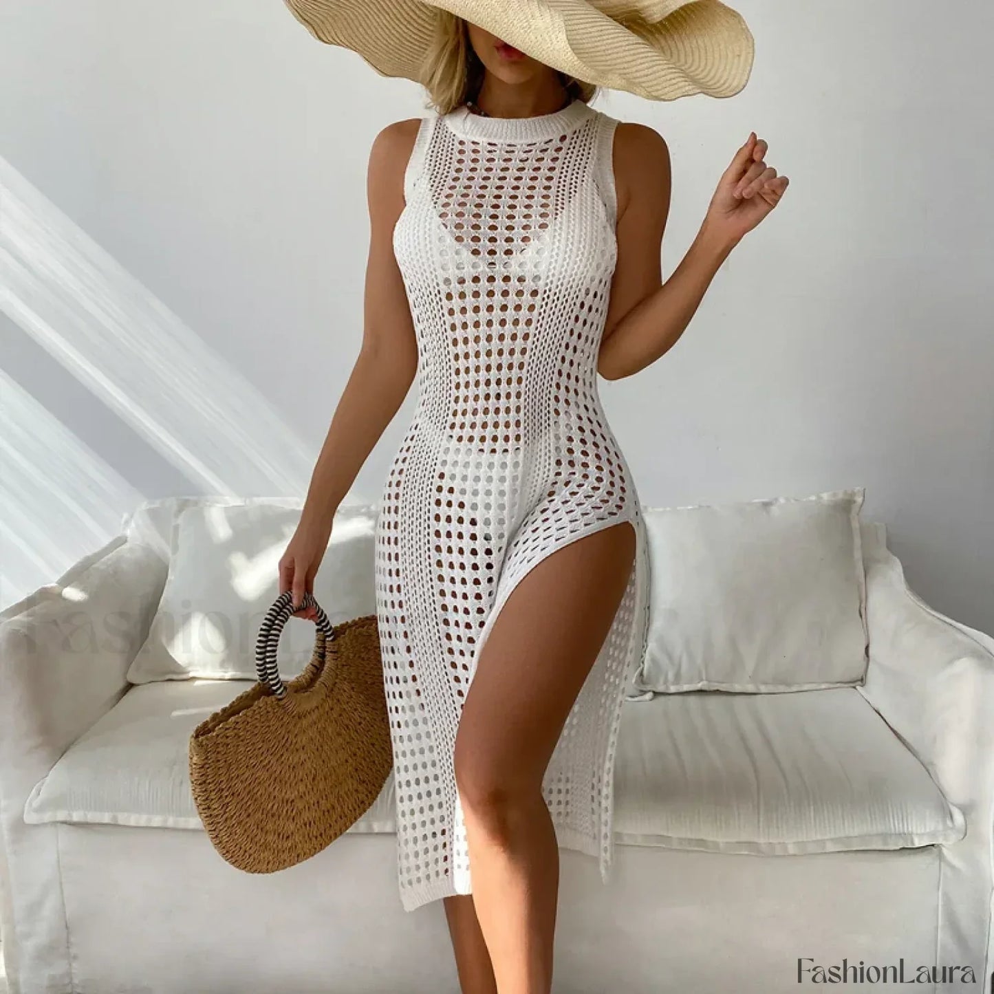 Chic Round Neck Sleeveless Cover Up