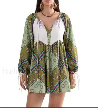 Chiffon Floral Tunic Boho Dress