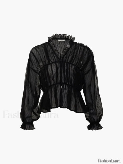 Chiffon Ruffle Graceful Detail Blouse