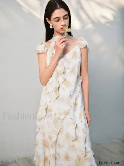 Chiffon Strappy Fly Floral Dress