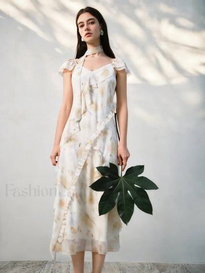 Chiffon Strappy Fly Floral Dress