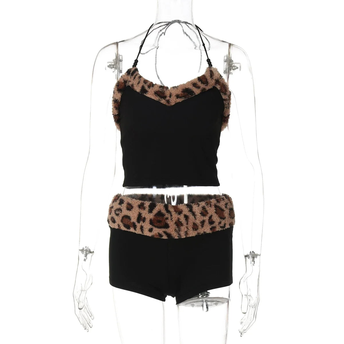 Christian Leopard Plush Shorts Set
