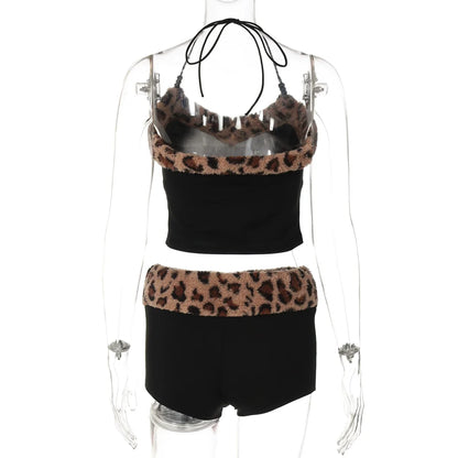 Christian Leopard Plush Shorts Set