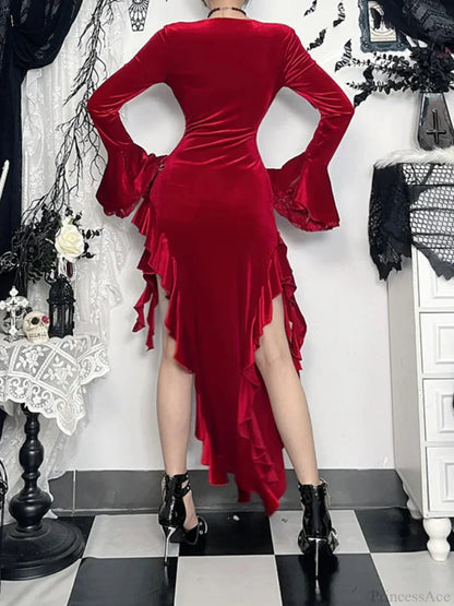 Velvet Lace Patchwork Midi Dress