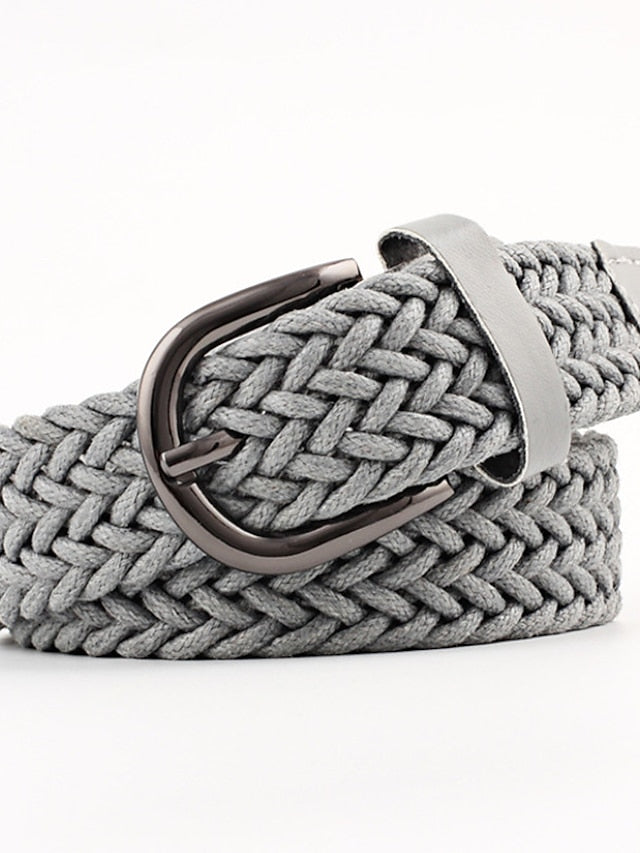 Men's Web Belt Polyester Cotton Prong Buckle D-ring Casual Classic Party Daily Black Gray Red Brown for Women