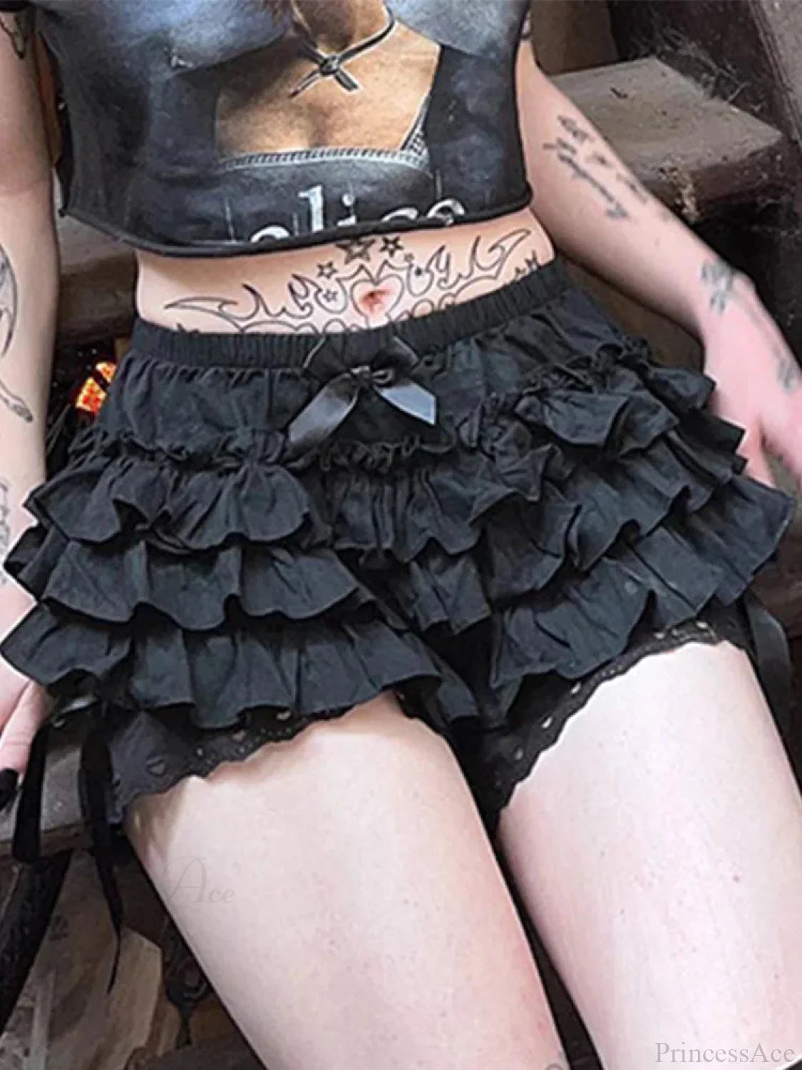 Chuckle Lace Bow Patchwork Skirt