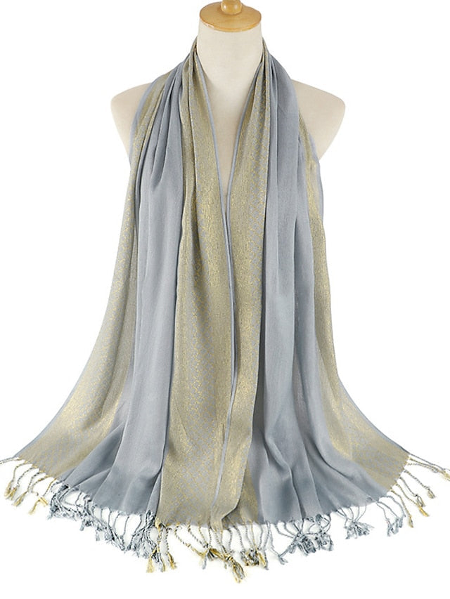 Plain Fashion Print Glitter Tassels Plaid Stripe Scarf Long Hijab Muslim Scarves/scarf for Women