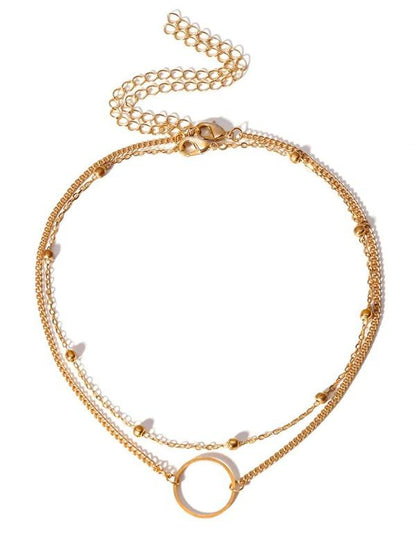 Circle Detail Choker Set 2pcs for Women