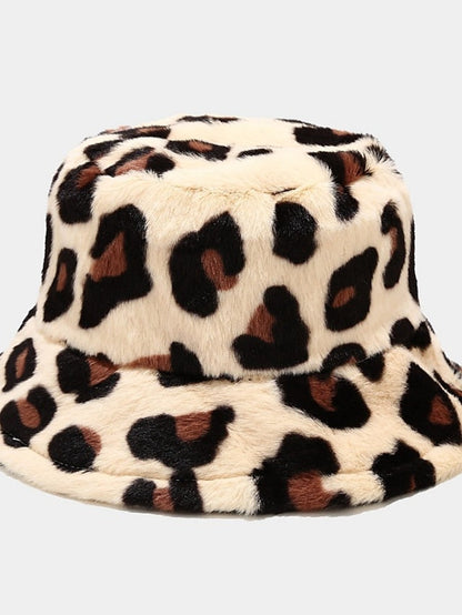 New Winter Bucket Hats Fluffy Fur Men Women Panama Hat Fashion Warm Fisherman Cap Multi Color Leopard Printed Hat for Women