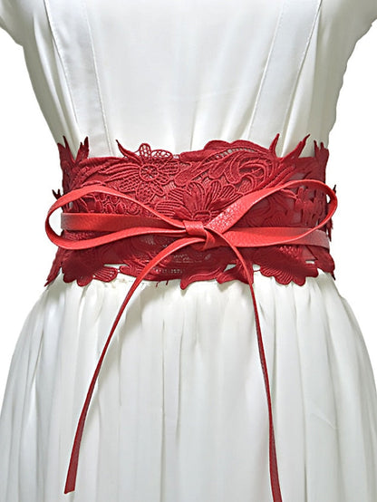 Wide Belt Corset Belt PU Leather Buckle Free Geometric Formal Party Wedding White Black Pink Red for Women
