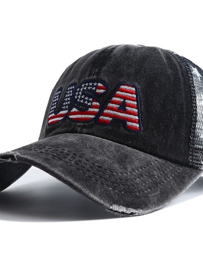 Washed Baseball Cap Men Cotton Dad Hat Usa American Flag Unisex Hip Hop Hat Sport Caps Hip Hop Hats Casual Adjustable Sunshade Hat for Women