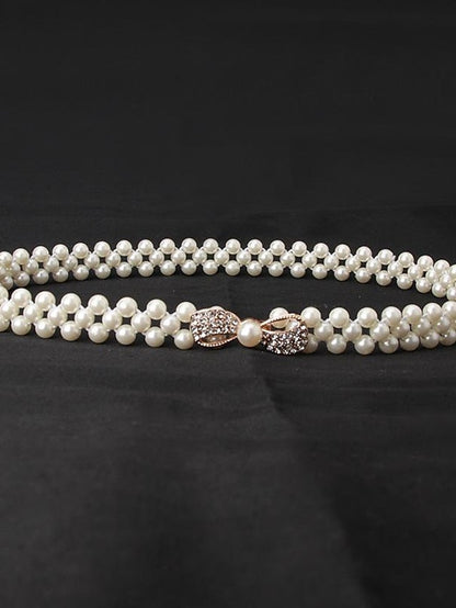 ladies pearl waist chain korean version rhinestone pearl decorative belt fashion sweet dress elastic belt women wholesale for Women