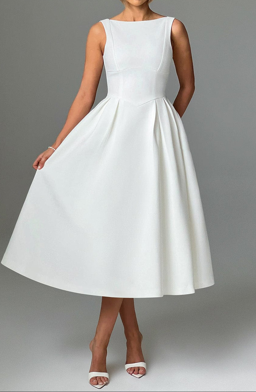 Alejandra Midi Dress-Ivory