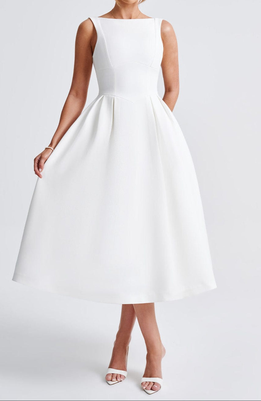 Alejandra Midi Dress-Ivory