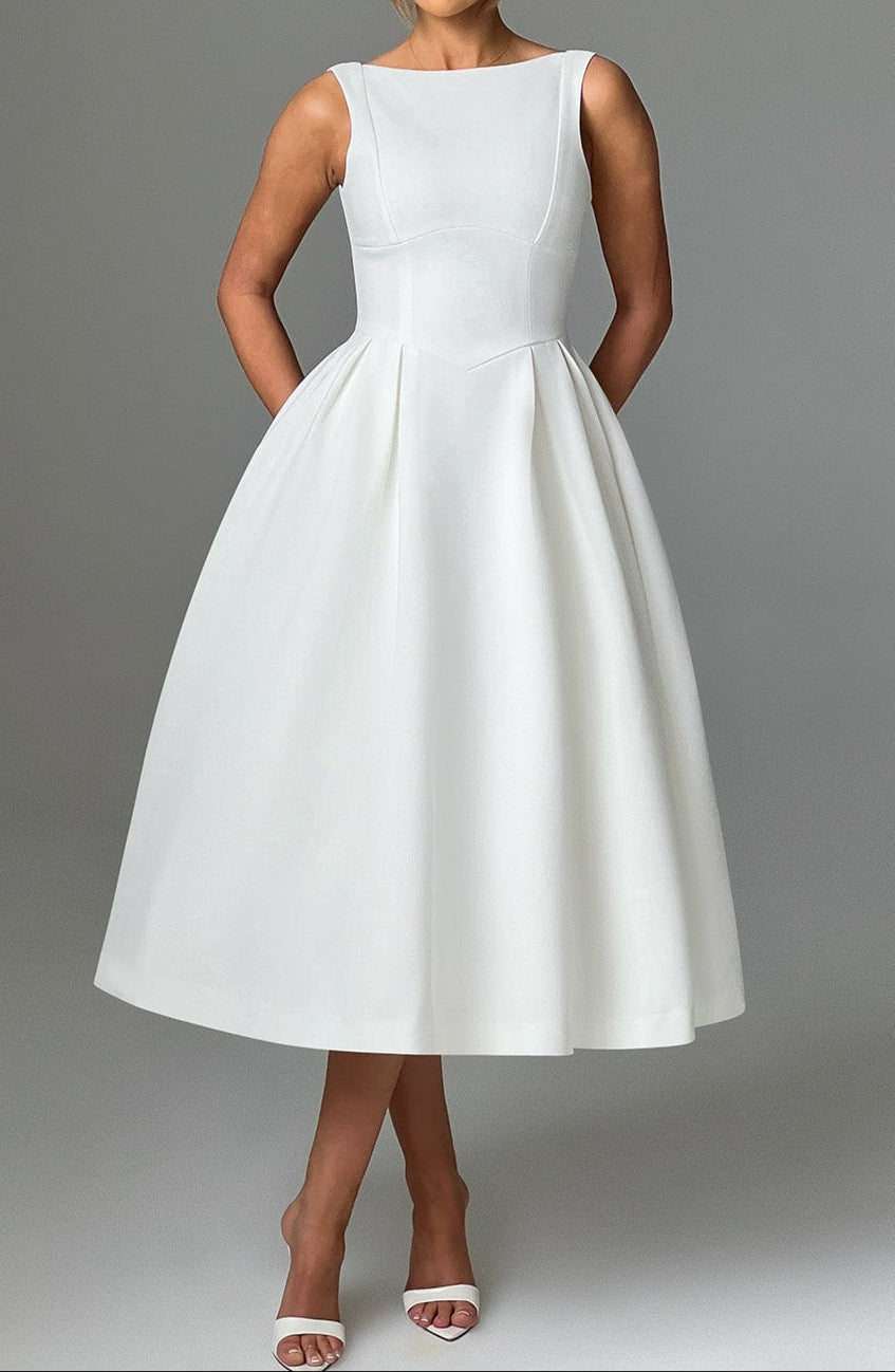 Alejandra Midi Dress-Ivory