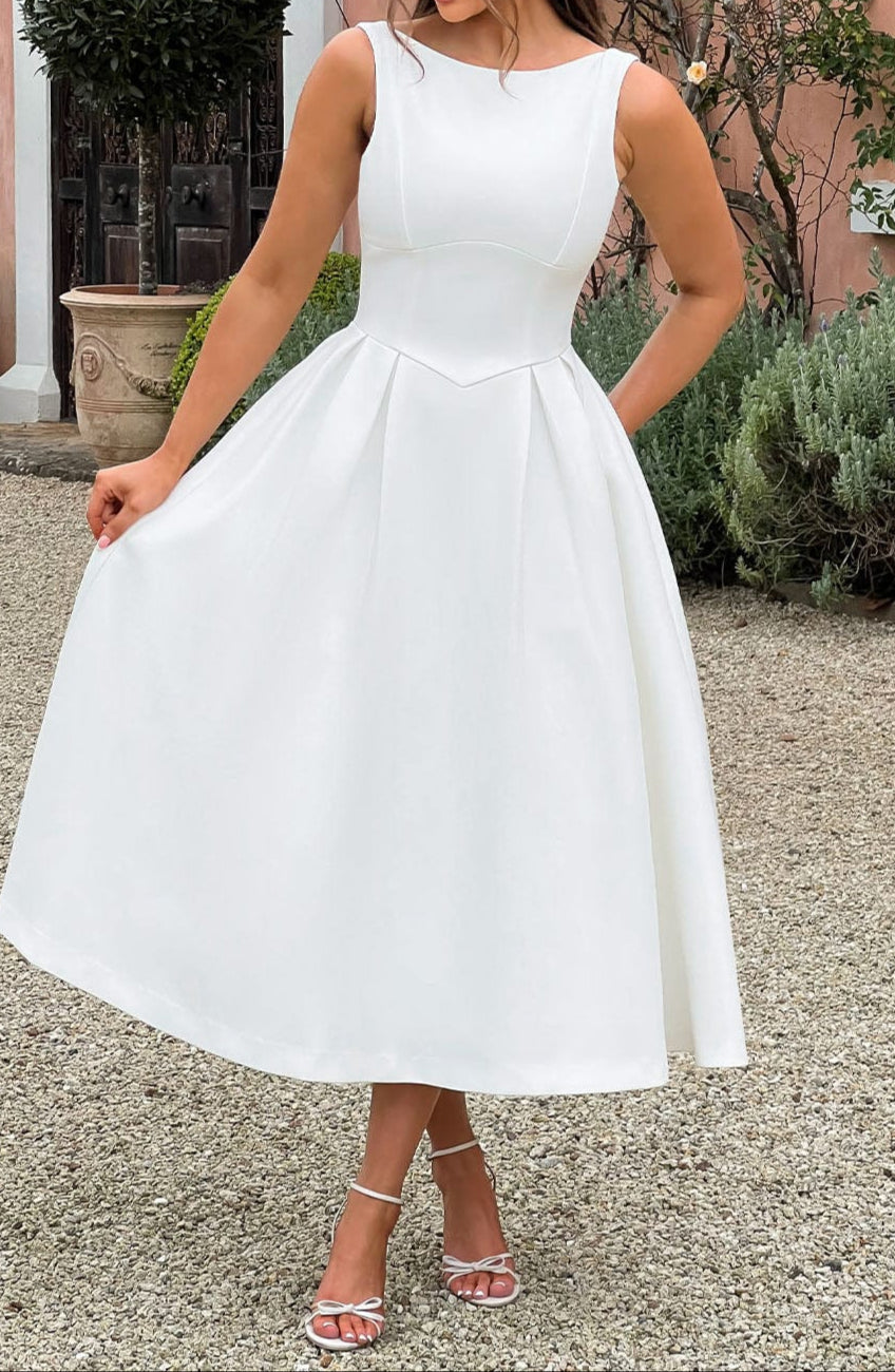 Alejandra Midi Dress-Ivory