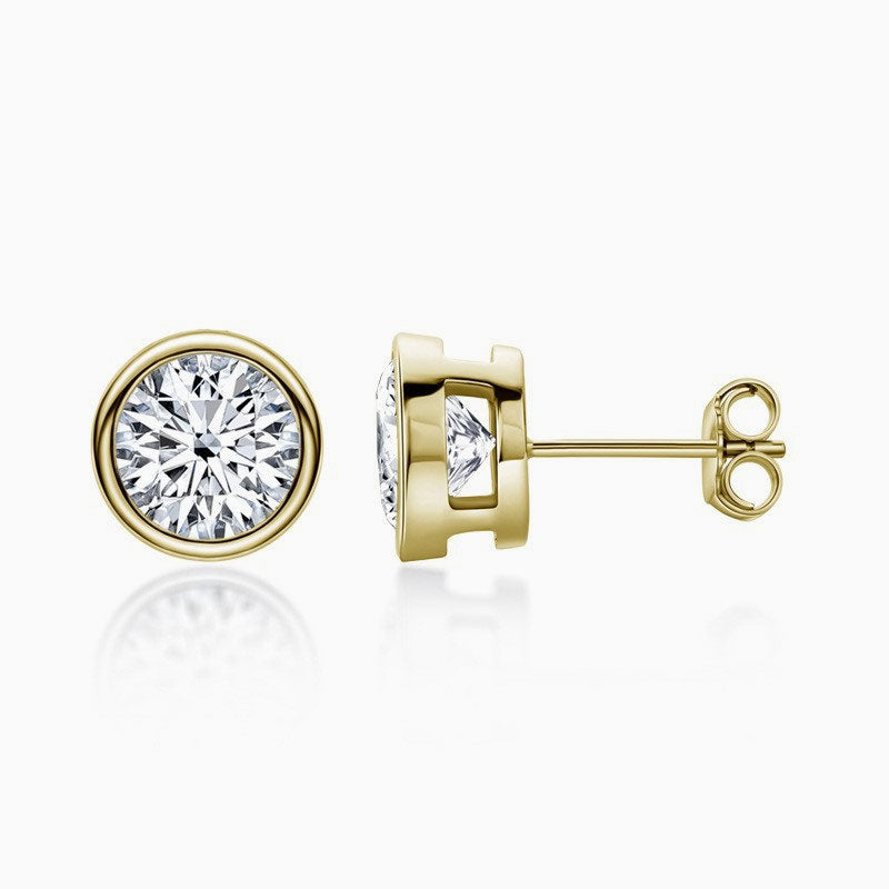 Sterling Silver Round Moissanite Solitaire Stud Earrings